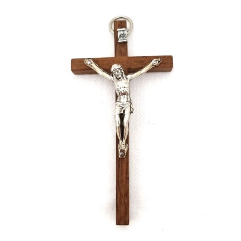 Crucifix métal argenté 11x6cm