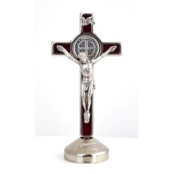 Crucifix de Saint Benoit linéaire argenté. 6/3 cm