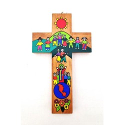 Croix pour enfant en bois peint. 15 cm