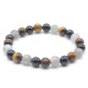 Elastiek armband met meerdere parels 8 mm natuursteen - Labradorite/zwarte tourmaline/tigeroog