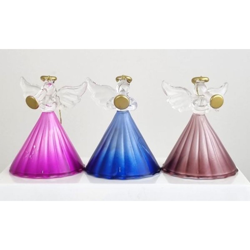 Anges en verre 6cm assortiment de couleur