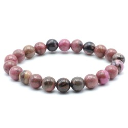 Bracelet élastique perle pierre naturelle 8mm - Black Line Rhodonite