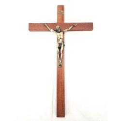 Crucifix bois 35cm avec corp doré