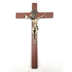 Crucifix bois 42cm avec corp doré