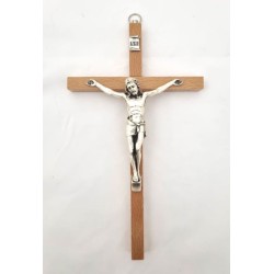 Crucifix en bois de hêtre avec boite. 20 cm