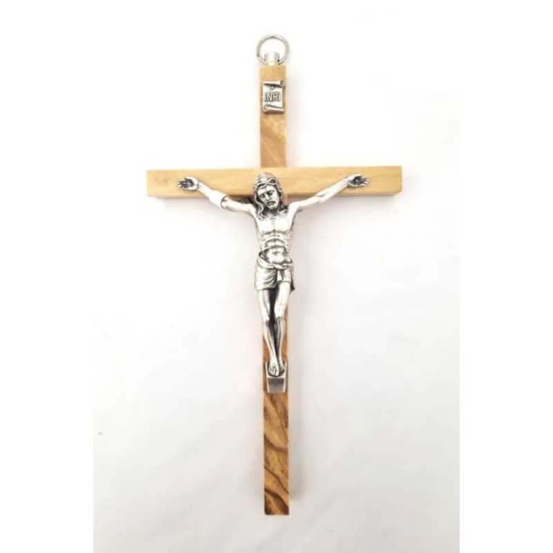 Crucifix en bois de poirier avec boite. 15 cm