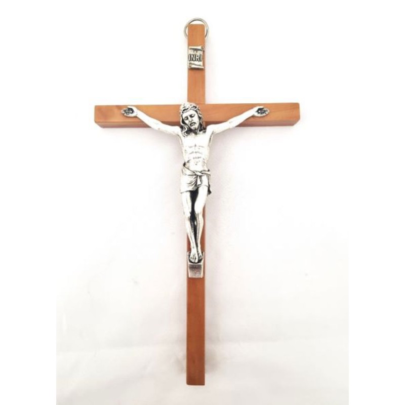 Crucifix en bois de poirier avec boite. 20 cm