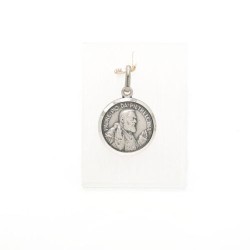 Zilveren Padre Pio medaille. 14 mm