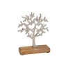 Arbre de vie métal argenté sur socle bois 15x20x5cm