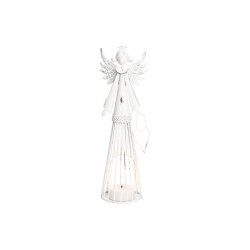 Angel lamp voor teelicht 12x33x9cm wit metaal