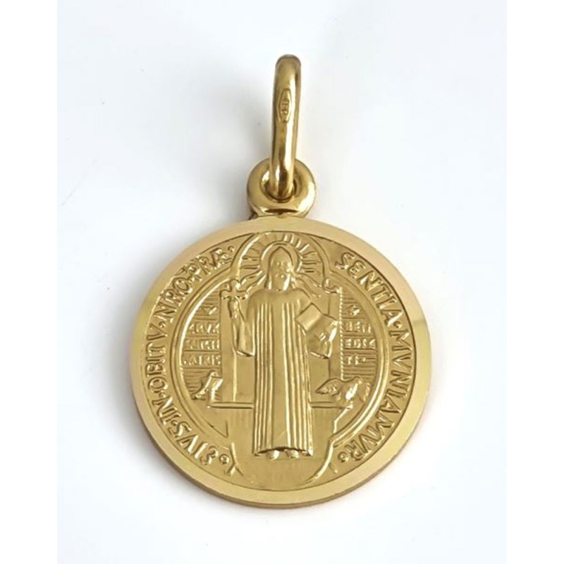 Pendentif Médaille St Benoit 15mm Or 18CT 750 2.9Gr