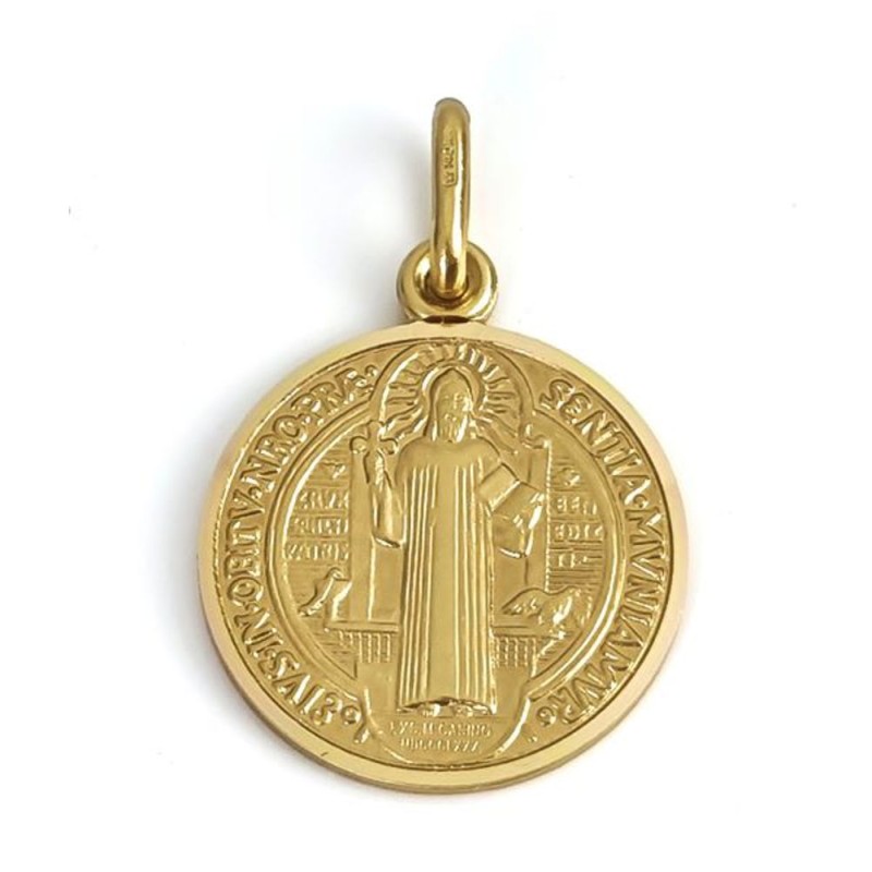 Pendentif Médaille St Benoit 17mm Or 18CT 750 3.9Gr