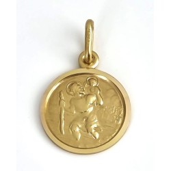 Pendentif Médaille St Christophe 15mm Or 18CT 750 2.7Gr