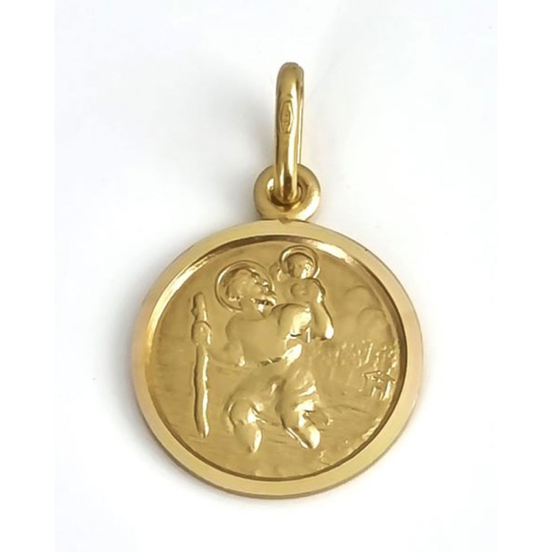 St Christopher Medaille Hanger 15mm 18CT 750 Goud 2.7Gr