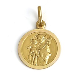 Pendentif Médaille St Joseph 15mm Or 18CT 750 2.7Gr