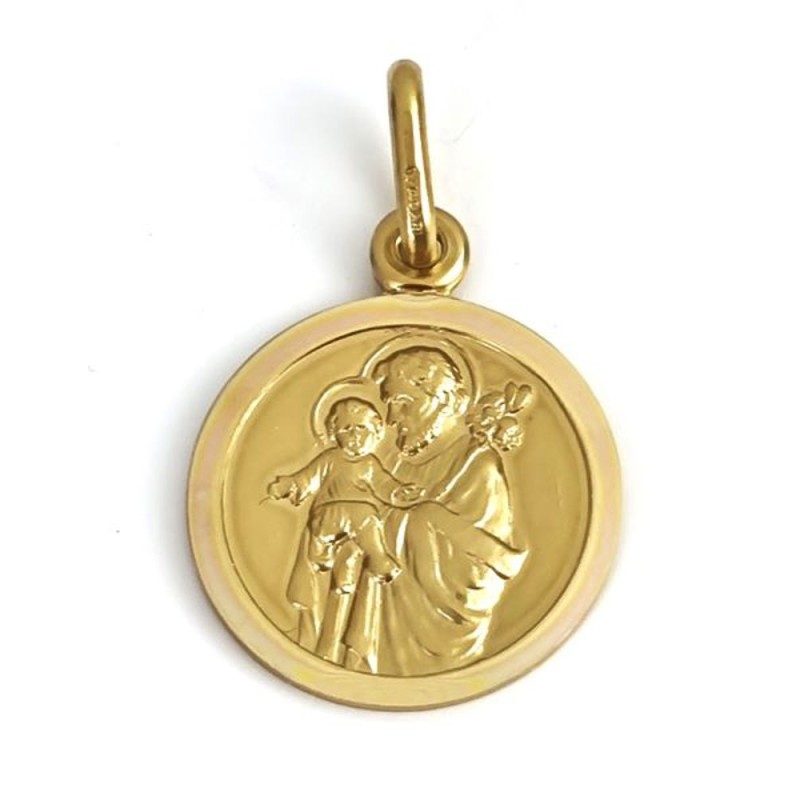 Pendentif Médaille St Joseph 15mm Or 18CT 750 2.7Gr