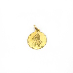 Médaille de Saint Christophe en or 9 carats. 18 mm. 2.13 gr