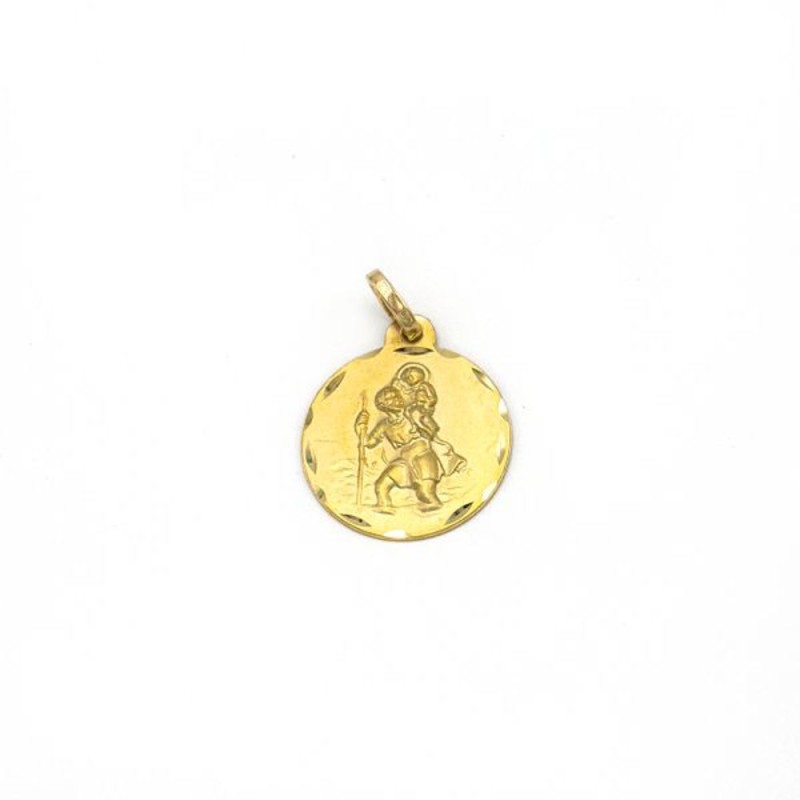 Médaille de Saint Christophe en or 9 carats. 18 mm. 2.13 gr