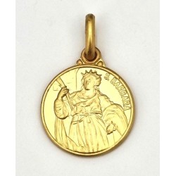 Médaille de Sainte Barbara en plaqué or vermeil. 14 mm