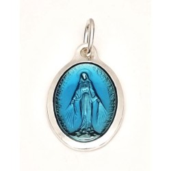 Medaille van Onze-Lieve-Vrouw van Lourdes met blauw strass