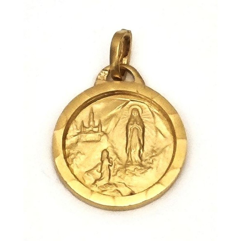 Médaille de Notre Dame de Lourdes en plaqué or