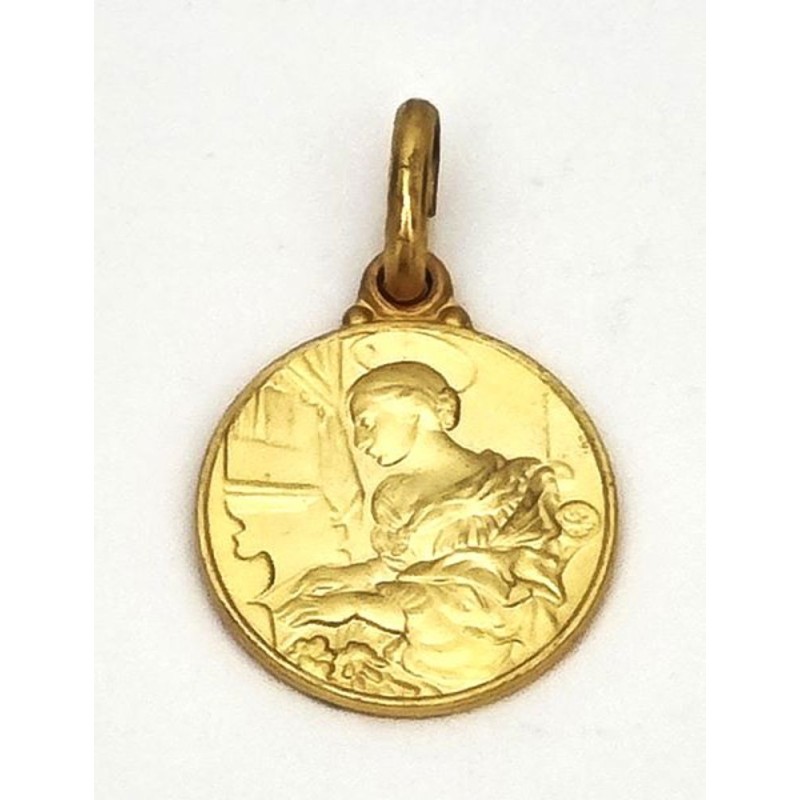 Médaille de Sainte Cécile en plaqué or vermeil. 14 mm