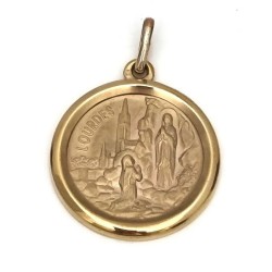 Médaille ronde de l'Apparition en plaqué or. 20 mm