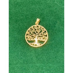 Pendentif médaille ajourée Arbre de vie Argent/Pl.Or