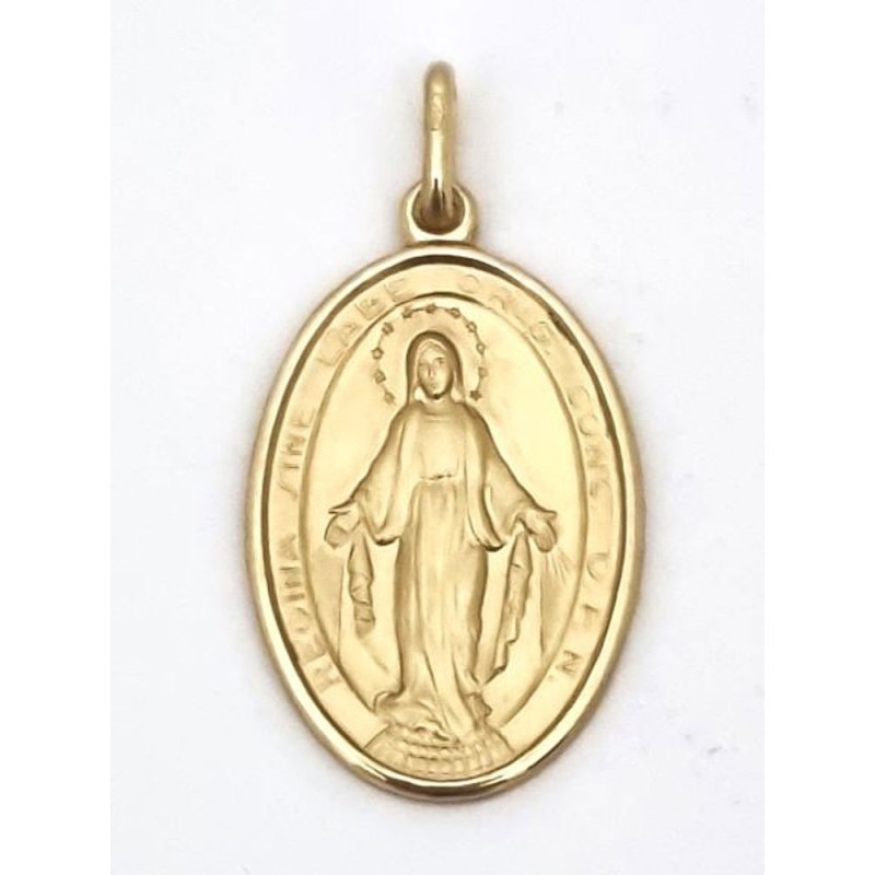 Médaille ovale de la Vierge Miraculeuse en or 18 carats. 22/16 mm. 4.9 grammes