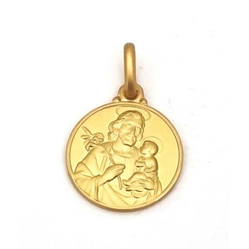 Médaille de Saint Joseph en plaqué or vermeil. 14 mm