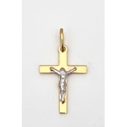 Pendentif croix bicolor Or 9Ct