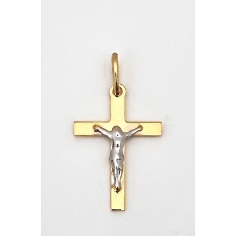 Pendentif croix bicolor Or 9Ct