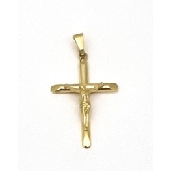 Pendentif Croix Christ Or 9ct 25mm