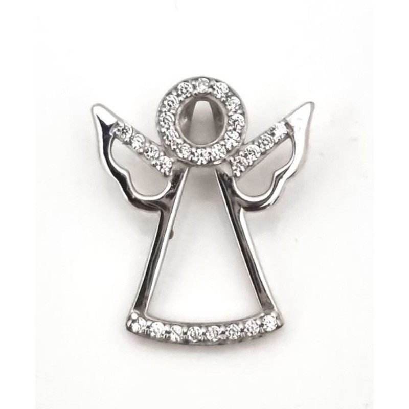 Pendentif ange en argent et zircons. 16 mm