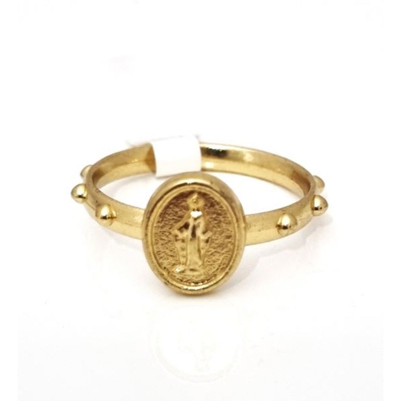 Bague de la Vierge Miraculeuse en métal doré. 19 mm