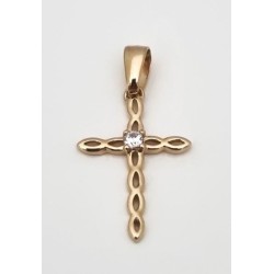 Pendentif croix 20x15mm avec 1 brillant Pl.Or 750