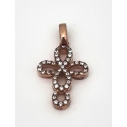 Pendentif croix en plaqué or vermeil avec zircons. 2.8 cm