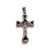 Pendentif croix en argent et émail noir