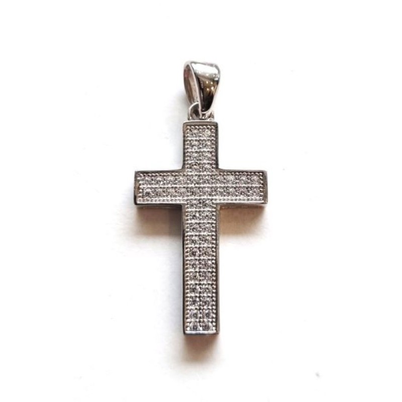 Pendentif croix avec brillants 22x14mm Argent S925 RH