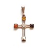 Pendentif croix en ambre et argent