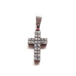 Pendentif croix en argent Rhodié avec strass cristal