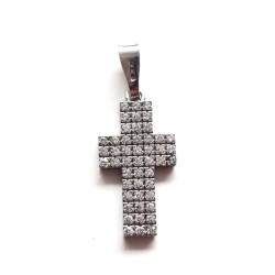 Pendentif croix en argent Rhodié avec strass cristal