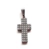 Pendentif croix en argent Rhodié avec strass cristal