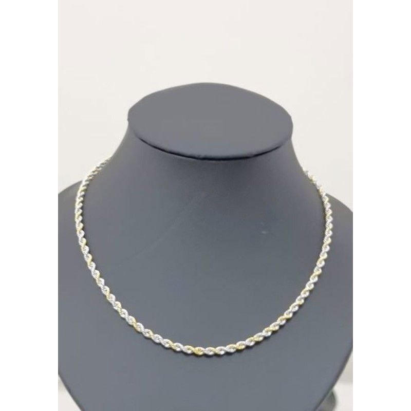 Torsade ketting 3mm Goud 9ct 45cm Bicolor Wit/geel