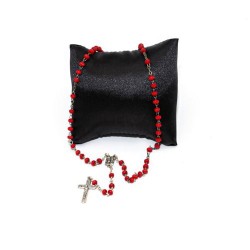 Chapelet de Notre Dame de Lourdes en bois rouge sur chaine