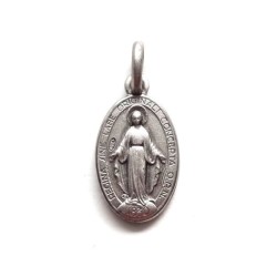 Médaille Catherine Labouré et Miraculeuse 18mm en Argent S925