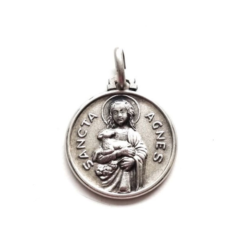 Médaille de Sainte Agnes en argent. 18 mm