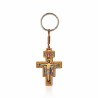 Porte clé croix de S. Damien en bois d'olivier 5.5x3.5cm