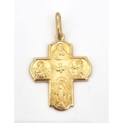 Pendentif croix multi-saints Or 18CT 20x17mm 2.3 Gr