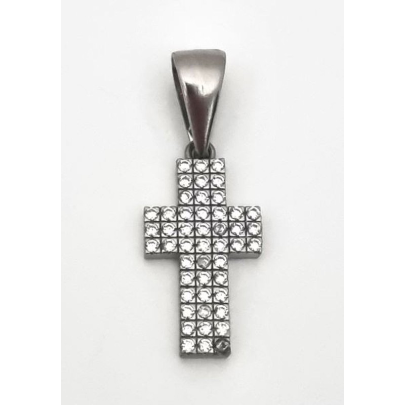 Pendentif croix en argent avec strass cristal